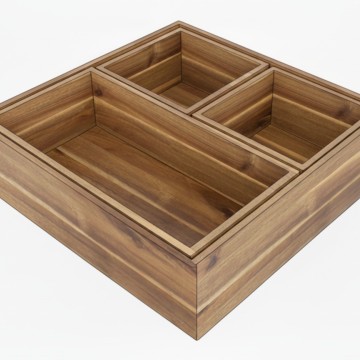 4pc Acacia Wood Storage Bins - Versatile Organization Solution